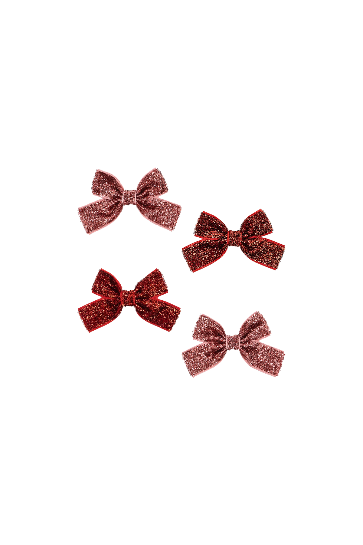 Akcesoria do włosów 4 Pack Micki Bow Hair Clips RED GLITTER/ ROSE GLITTER