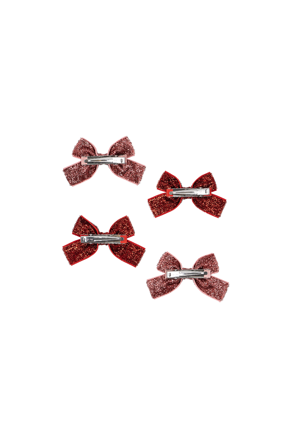 Akcesoria do włosów 4 Pack Micki Bow Hair Clips RED GLITTER/ ROSE GLITTER