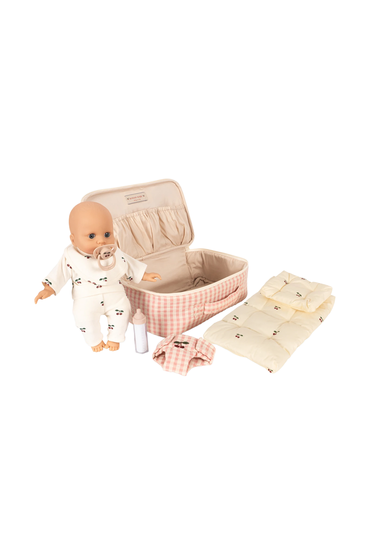 Lalka Baby Doll Nursery Suitcase PINK CHECK