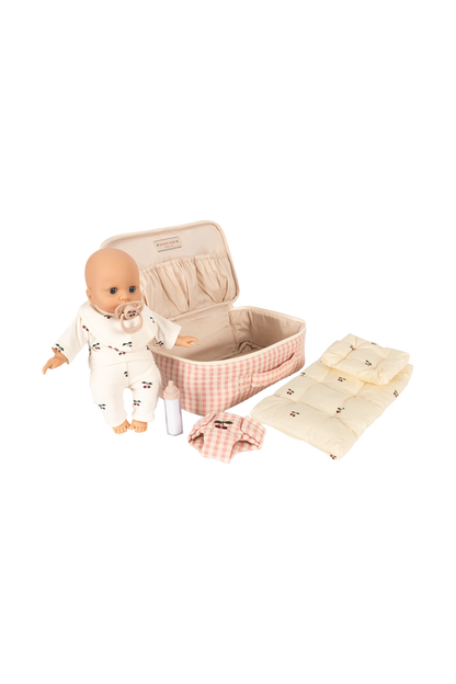 Lalka Baby Doll Nursery Suitcase PINK CHECK