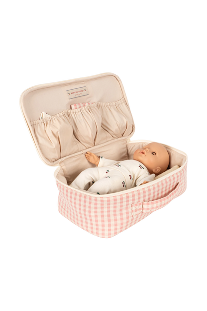 Lalka Baby Doll Nursery Suitcase PINK CHECK