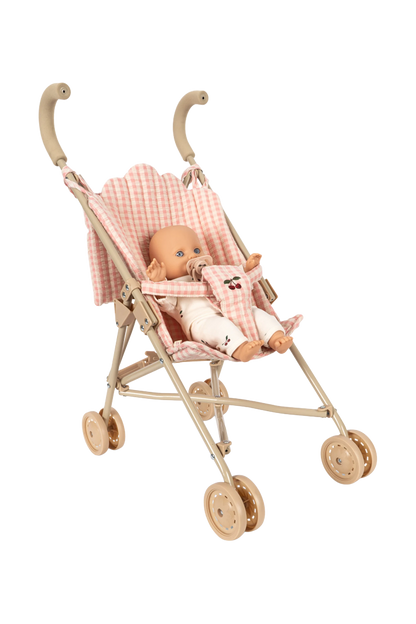 Lalka Poppy Doll Stroller Set PINK CHECK