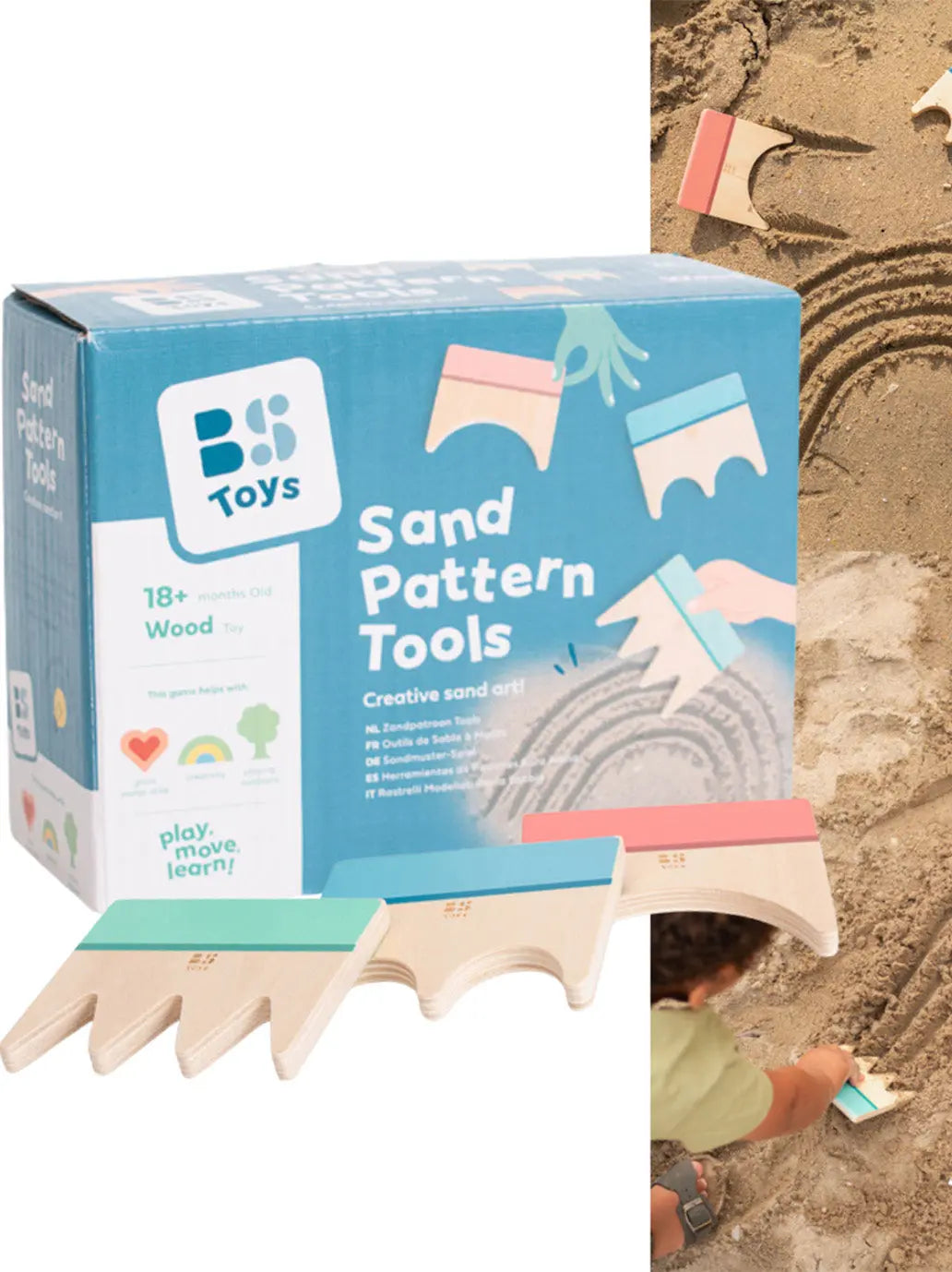 Zestaw z narzędziami do tworzenia wzorów w piasku BS Toys BEBE Concept 