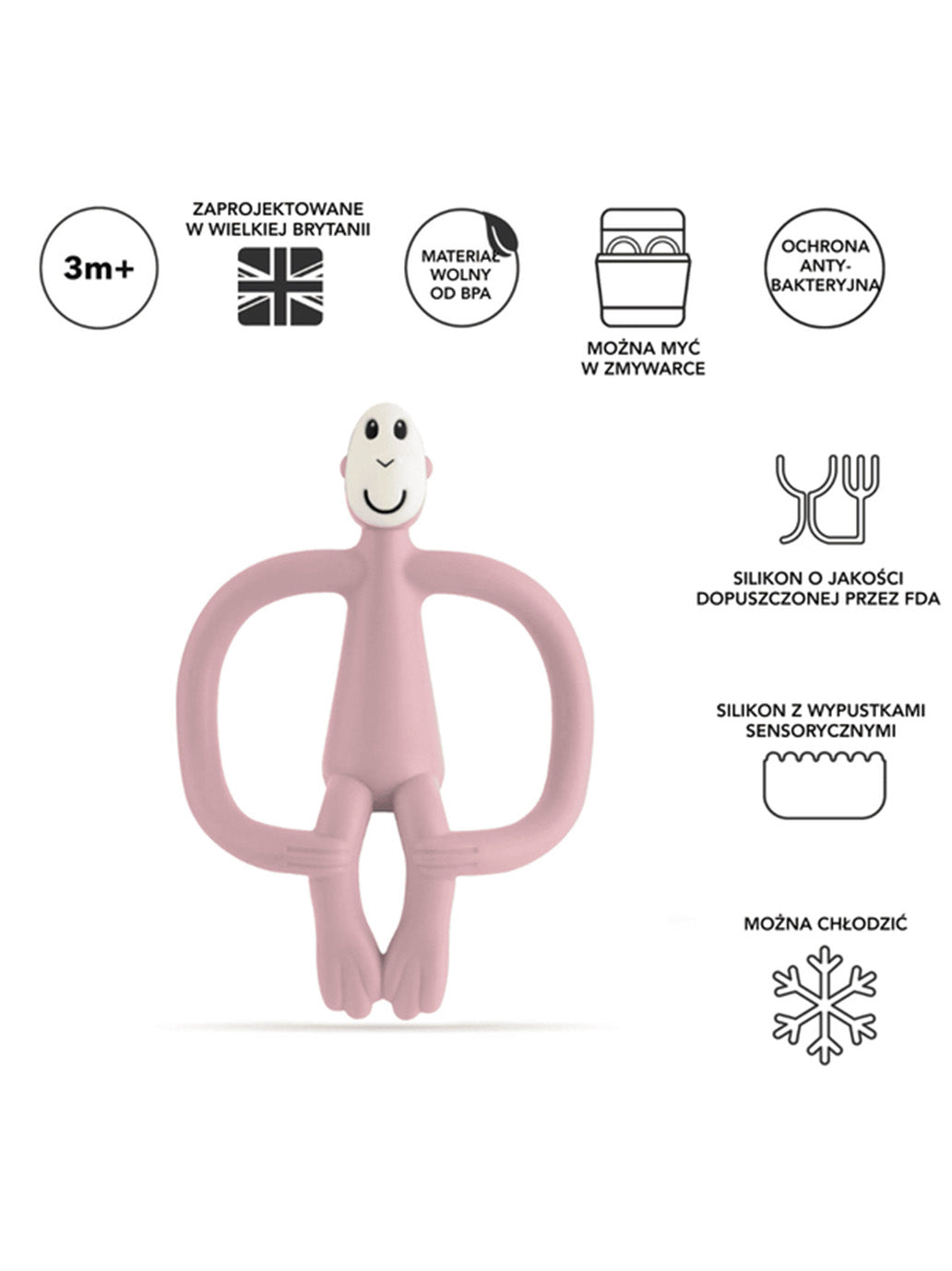 Gryzak kojący ze szczoteczką Małpka ROSE