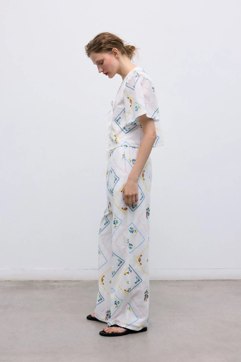 Jacinthe Woman Pant Multicolor Embroidery The New Society BEBE Concept 