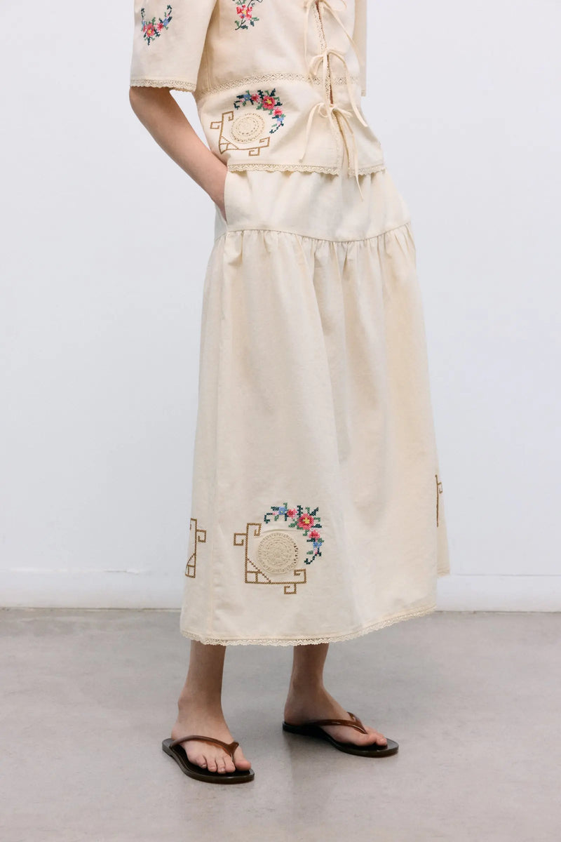 Narcise Woman Skirt Ecru The New Society BEBE Concept 
