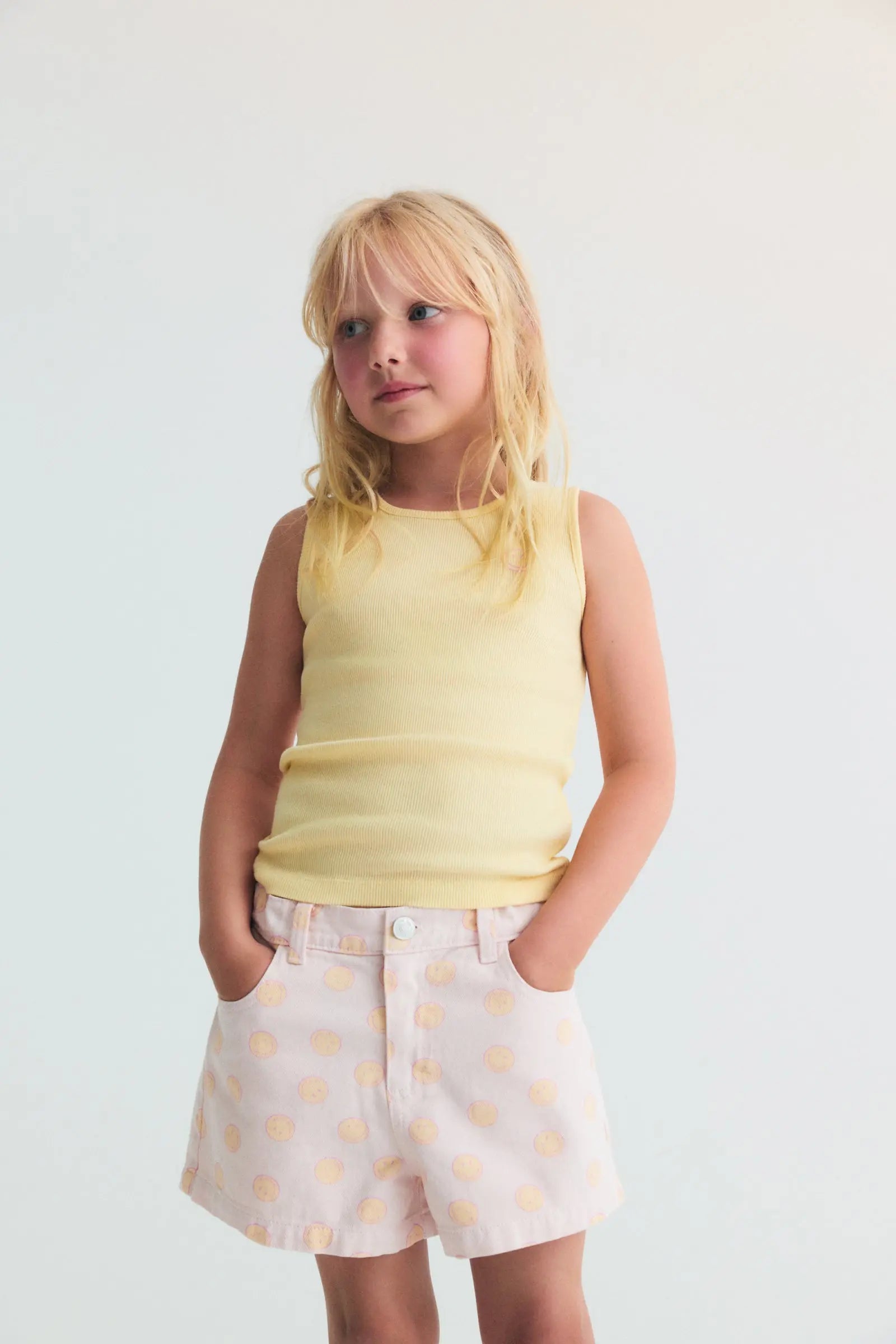 Smiley Denim Short Smiley Print The New Society BEBE Concept 