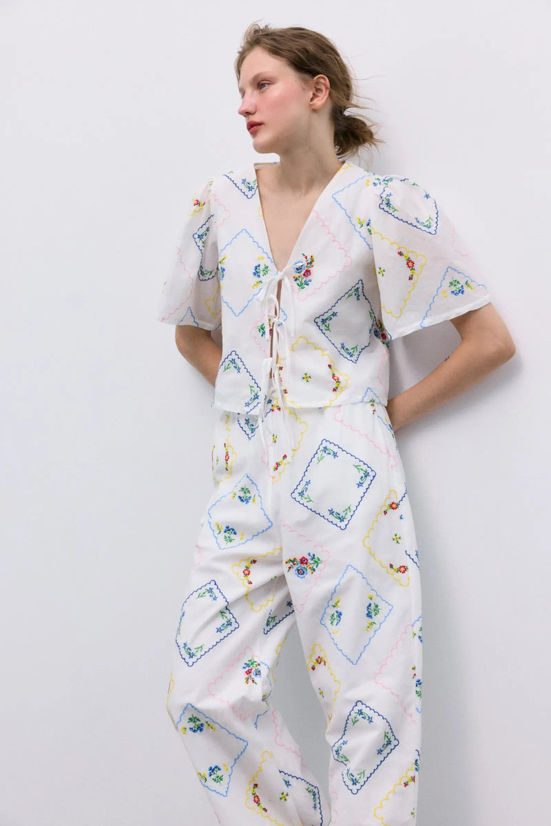 Jacinthe Woman Shirt Multicolor Embroidery The New Society BEBE Concept 