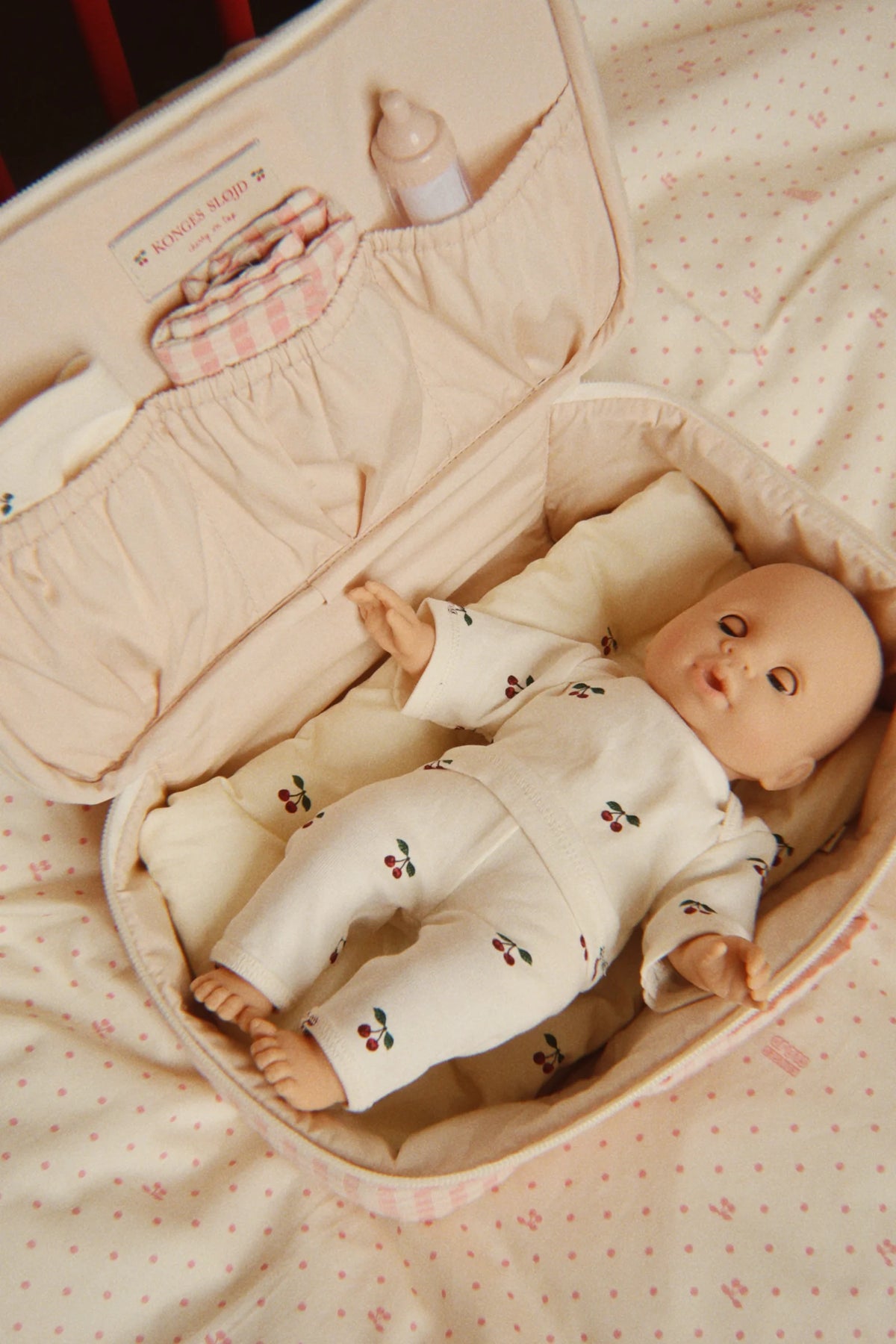 Lalka Baby Doll Nursery Suitcase PINK CHECK
