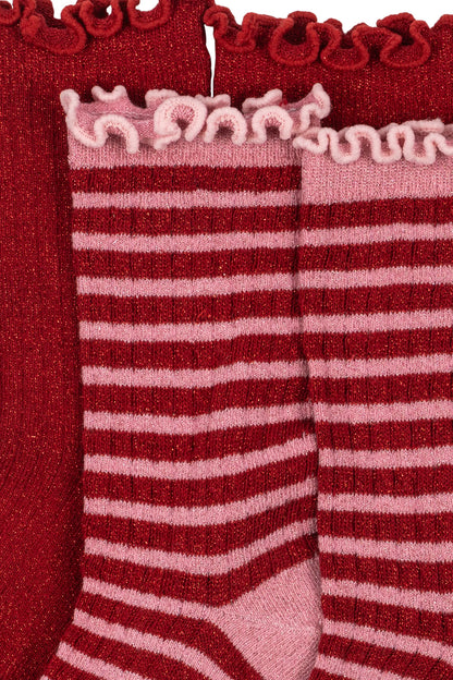 Skarpetki 2 Pack Glitter Socks RED STRIPE