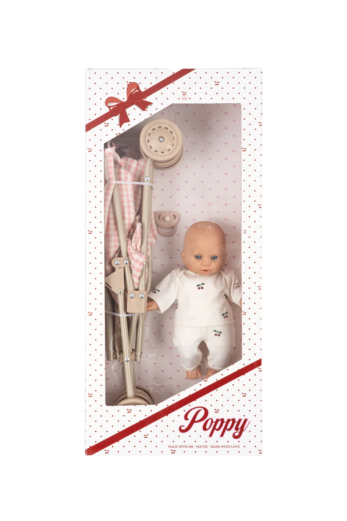Zestaw prezentowy Poppy Doll Stroller Set PINK CHECK