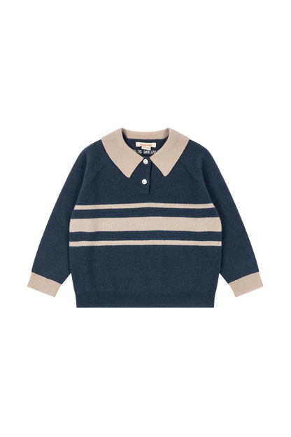 Wełniana bluza Basi Polo DARK BLUE STRIPE