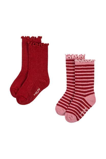 Skarpetki 2 Pack Glitter Socks RED STRIPE
