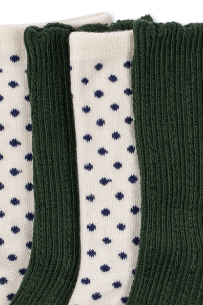 2 Pack Dot Socks KOMBU GREEN DOT