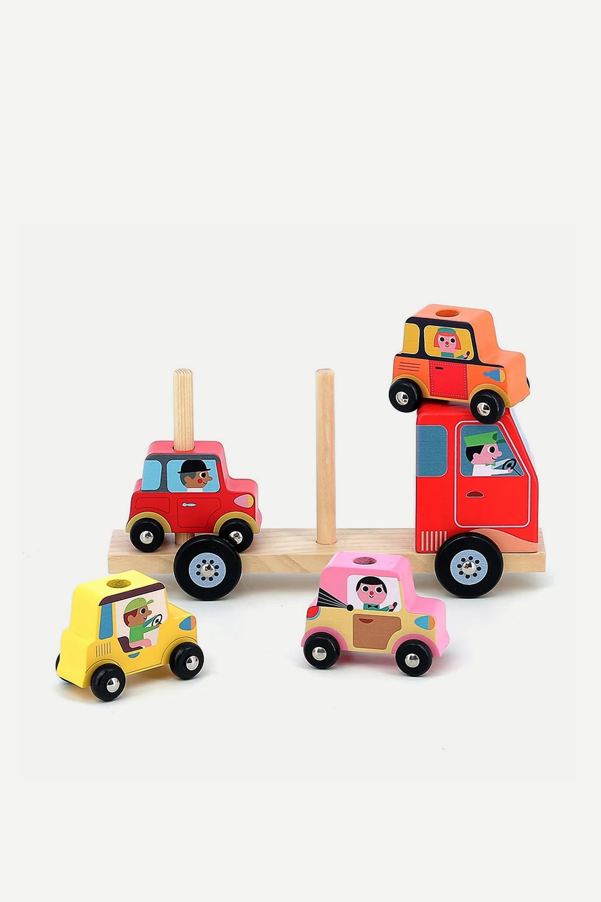 Drewniana laweta układanka na auta CARS
