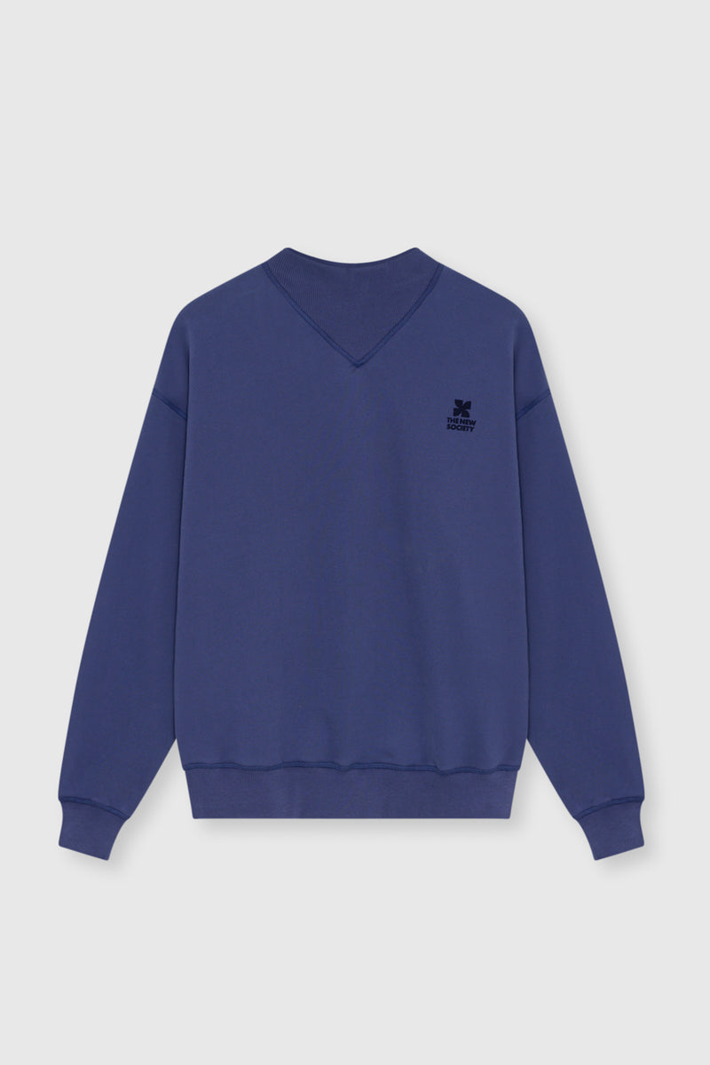 TNS Logo Rib Collar Woman Sweatshirt Blue Dephts