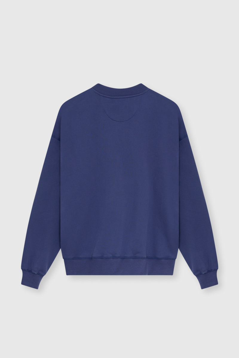 TNS Logo Rib Collar Woman Sweatshirt Blue Dephts