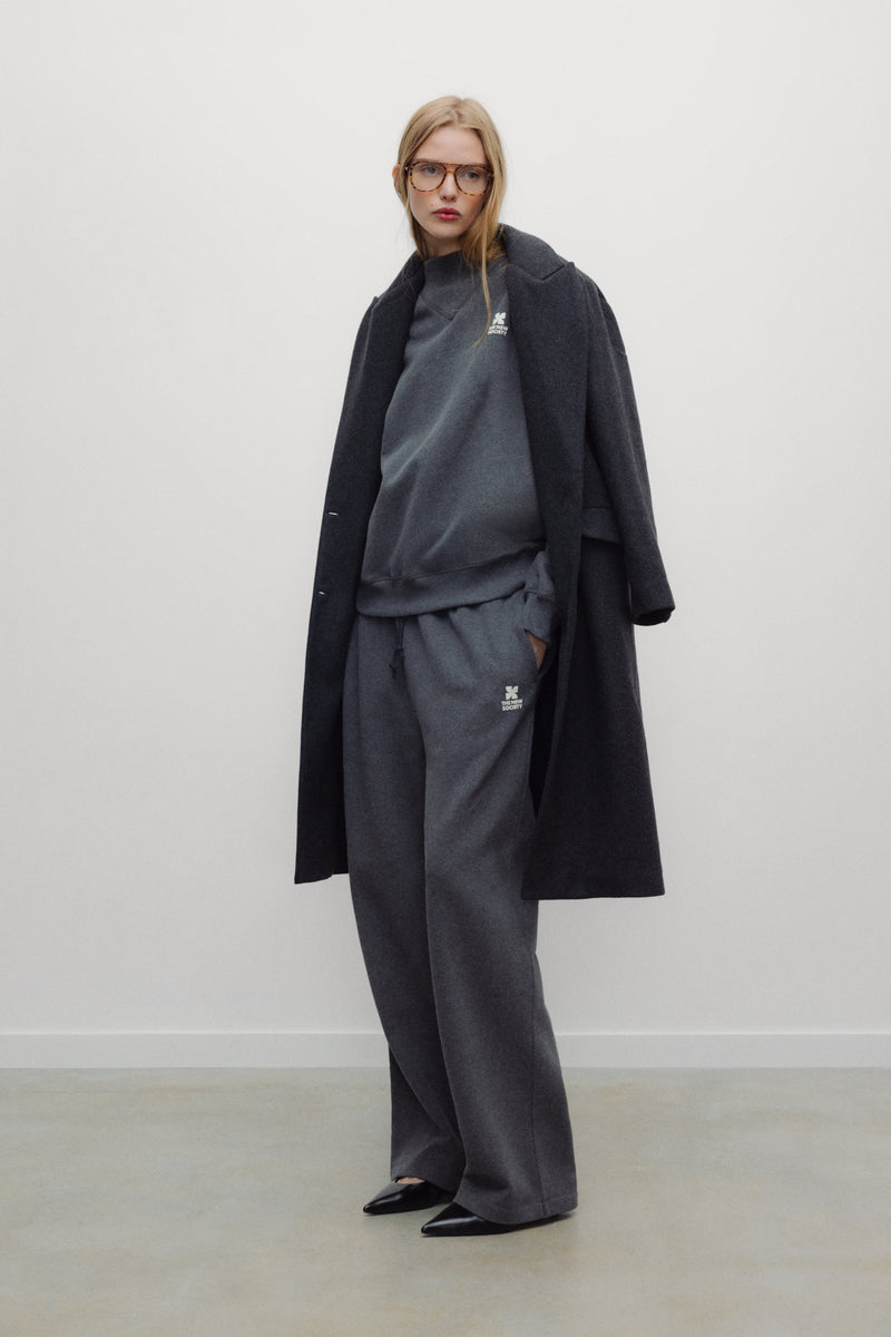 TNS Logo Rib Collar Woman Sweatshirt Dark Grey Melange