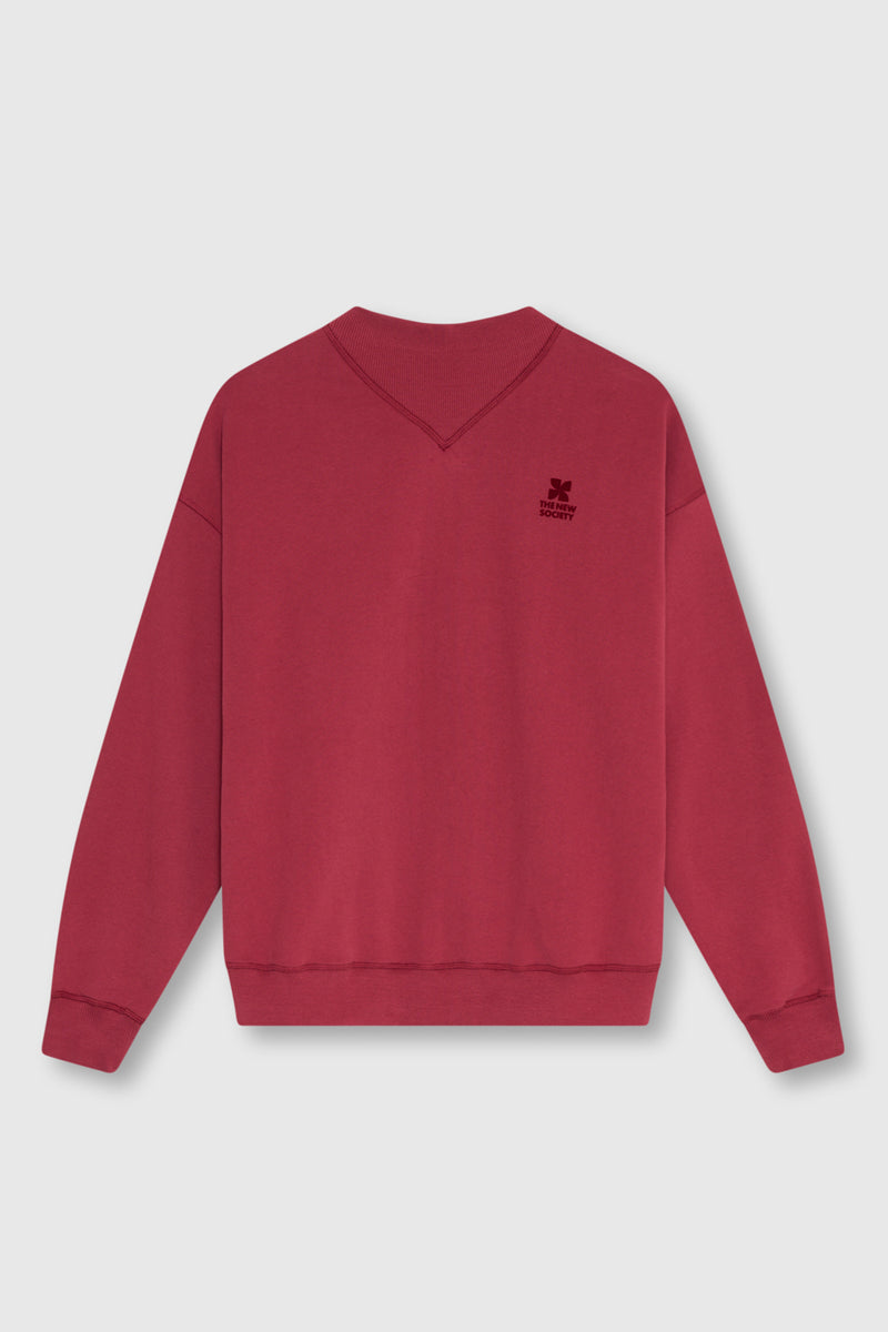 TNS Logo Rib Collar Woman Sweatshirt Rumba Red