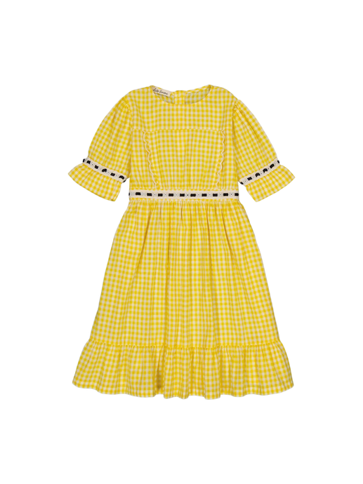zwiewna sukienka Methis yellow gingham
