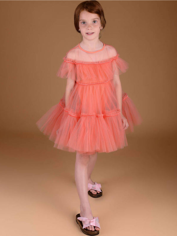 Sukienka mgiełka z tiulu Sunshine Dress rose