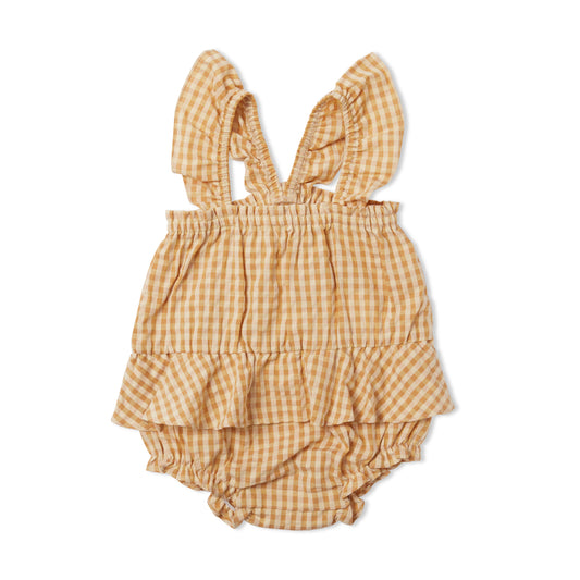 OUTLET Romper toffee check